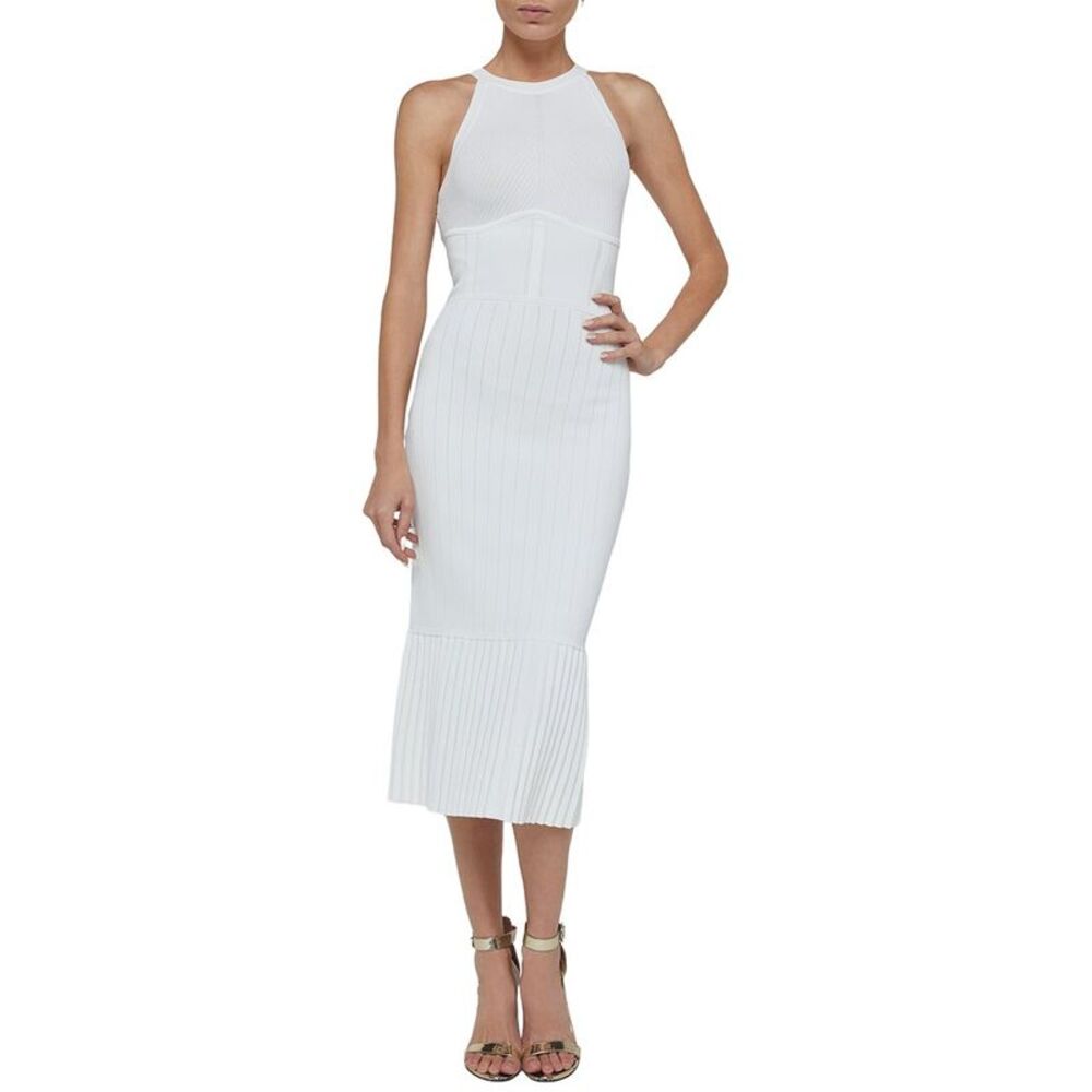 L’Agence Womens Lagence Kimi Pleat Hem Knit Dress, Beige